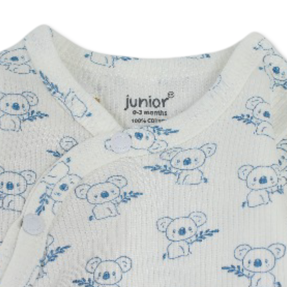 Baby Boys Cotton Baby Footie Onesie – Off-White with Koala Print