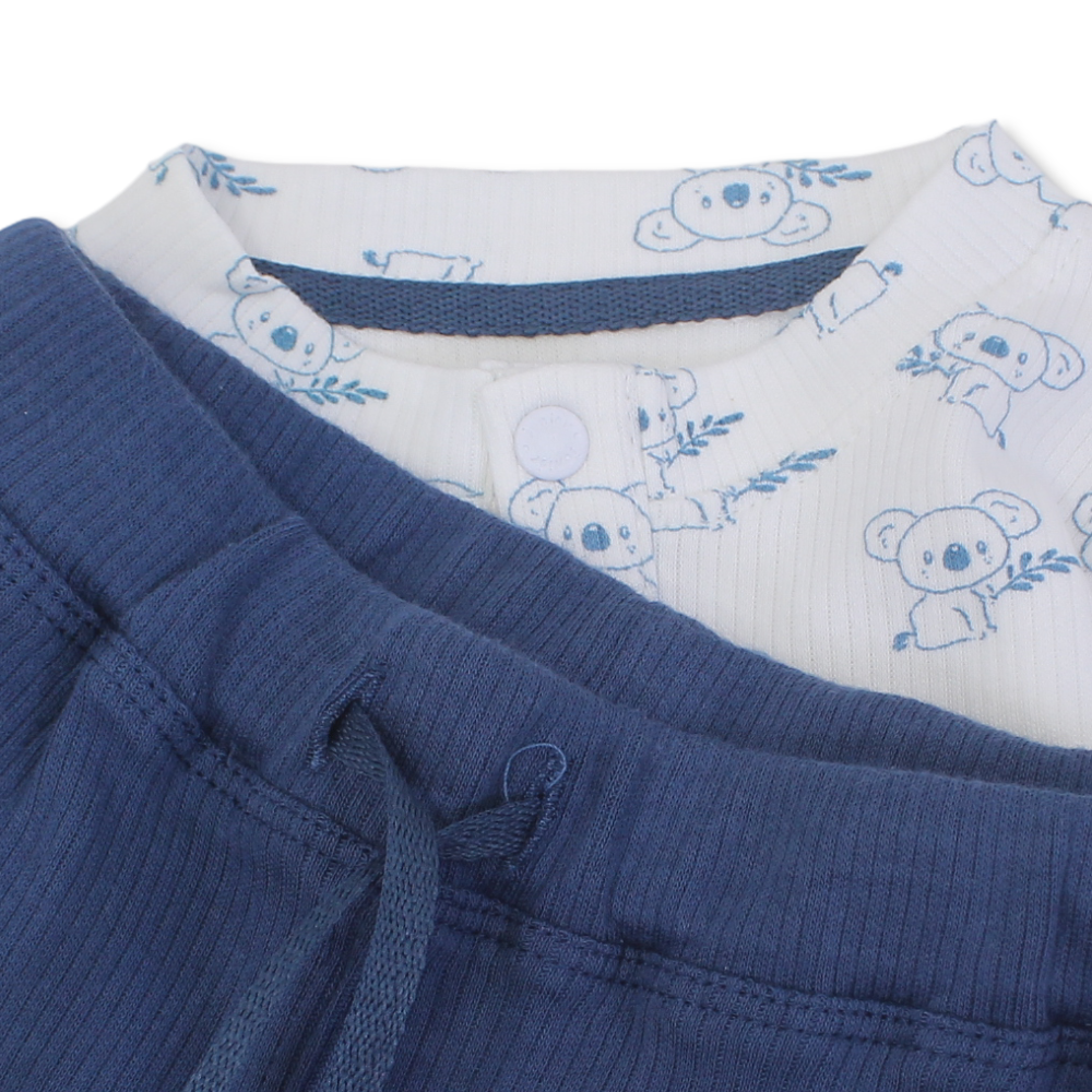 Baby Boys Cotton Pajama – Off-White with Koala Print