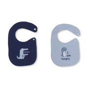 Cotton Baby Bib – Baby Blue & Navy with "Dino iam Hungry" Design