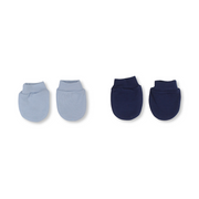 Baby Boys Cotton Hand Mittens – Navy & Baby Blue