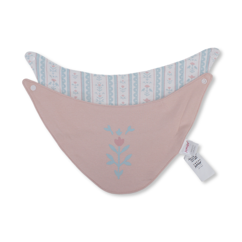 Cotton Baby Bib – Striped Off-White & Salmon