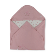 Cotton Baby Blanket – Salmon & Off-White with Flower Print