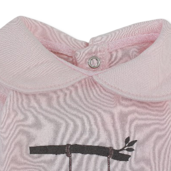 Baby Girls Cotton Baby Footie – Pink with Rabbit Print