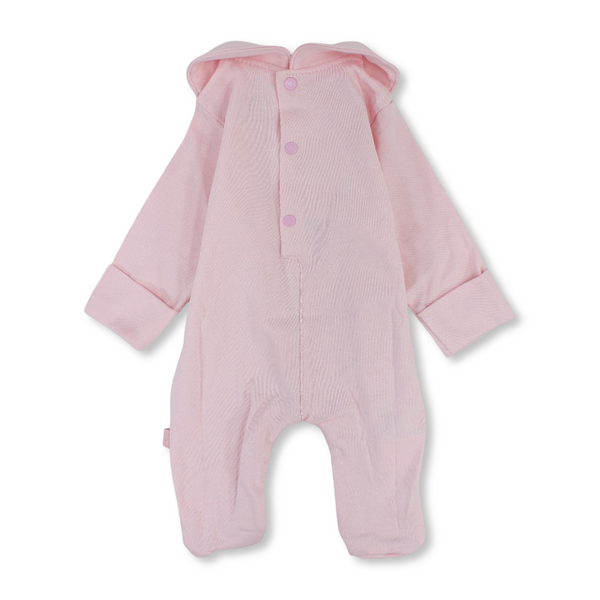 Baby Girls Cotton Baby Footie – Pink with Rabbit Print