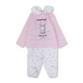 Baby Girls Cotton Pajama – Pink with Rabbit Print