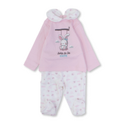 Baby Girls Cotton Pajama – Pink with Rabbit Print