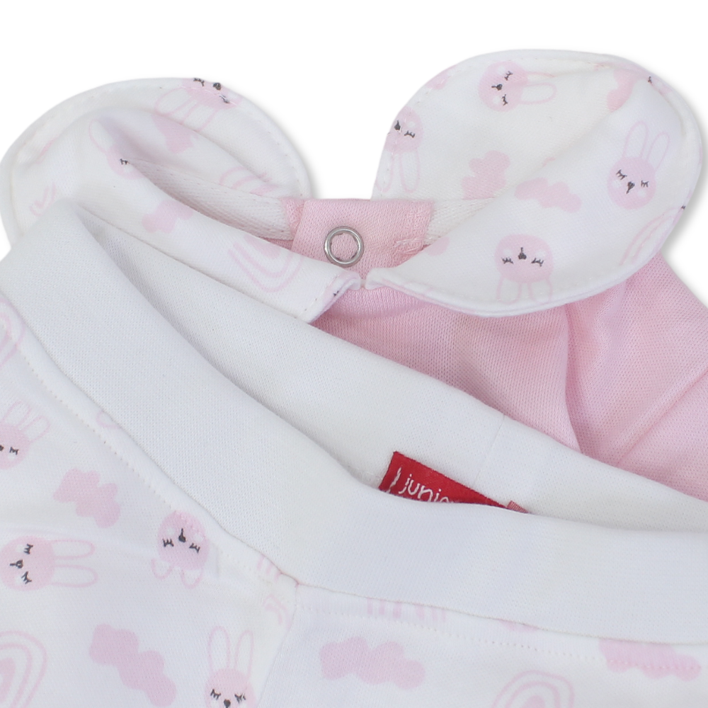 Baby Girls Cotton Pajama – Pink with Rabbit Print