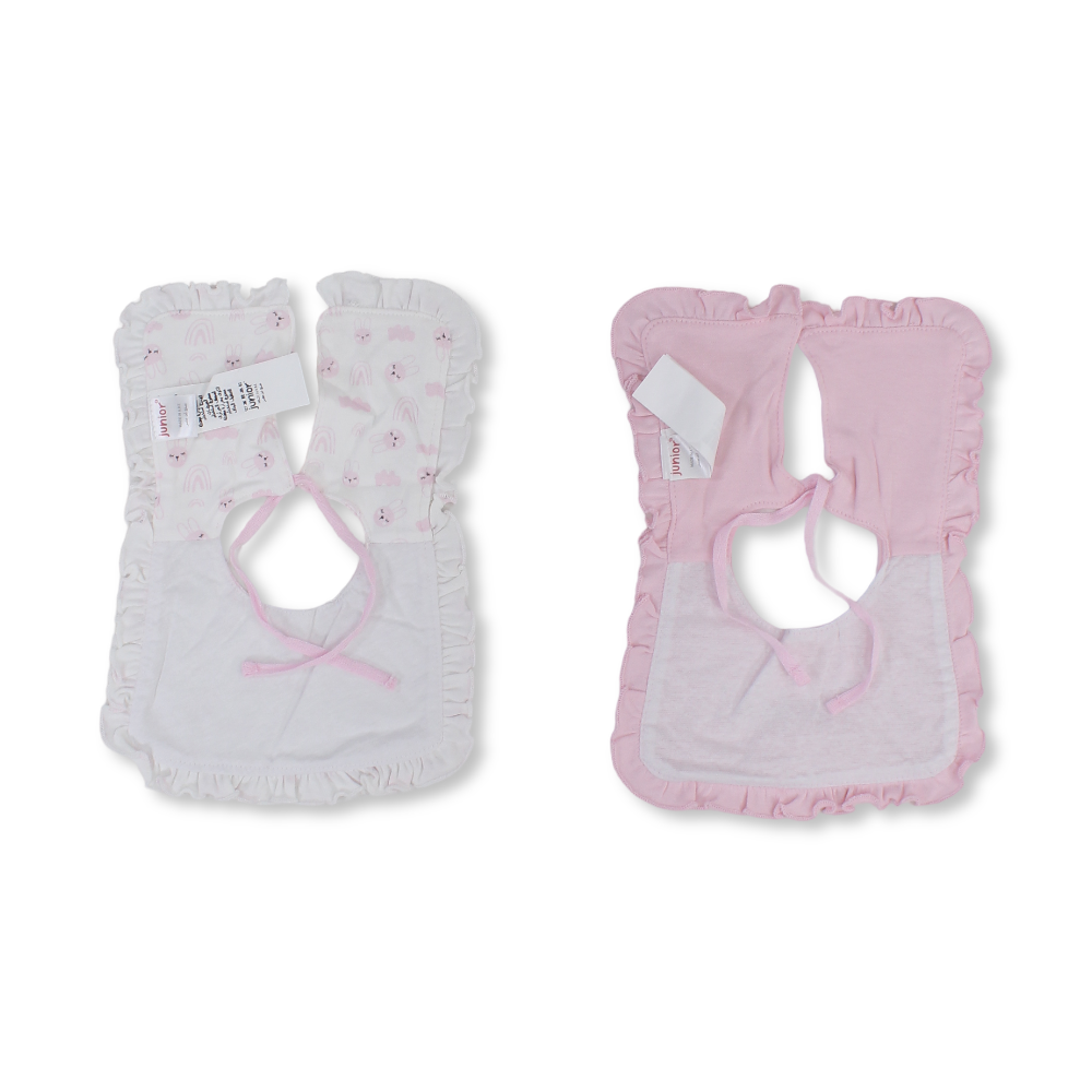 Cotton Baby Bib – Pink & Off-White with "Have a Nice Day" Design