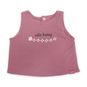 Cotton Baby Bib – Dusty Pink with "Cutie Bunny" Print