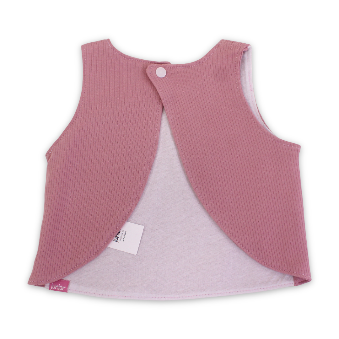 Cotton Baby Bib – Dusty Pink with "Cutie Bunny" Print