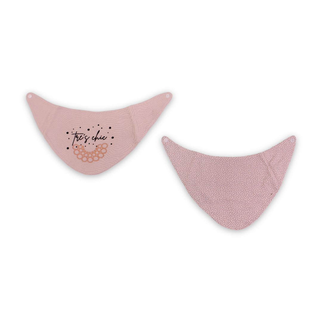 Cotton Baby Bib – Salmon with "Tres Chic" Print
