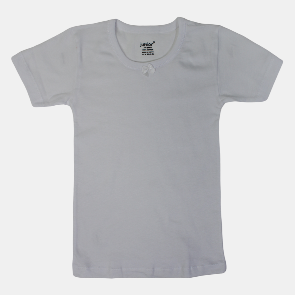 Boys Cotton Short-Sleeved Undershirt – White
