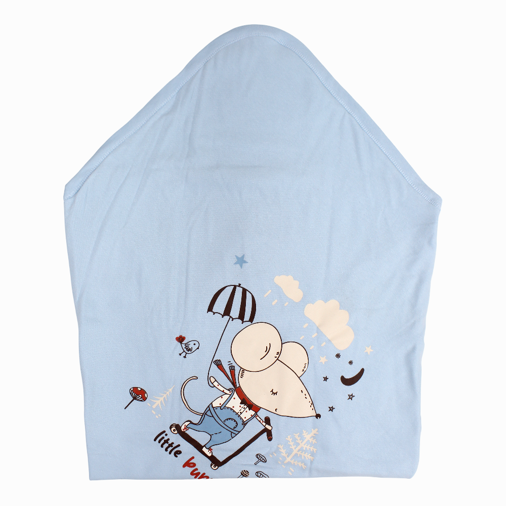 Cotton Baby Blanket –  Light Blue & Beige with “Daddy’s Tiny Wonder” Design