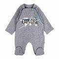 Baby Boys Cotton Baby Footie - Grey with “EXPLORE” Print