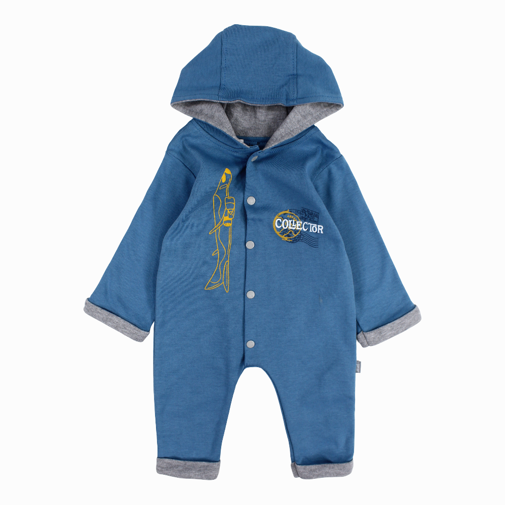 Baby Boy Cotton Onesie - Indigo with “COLLECTOR” Print