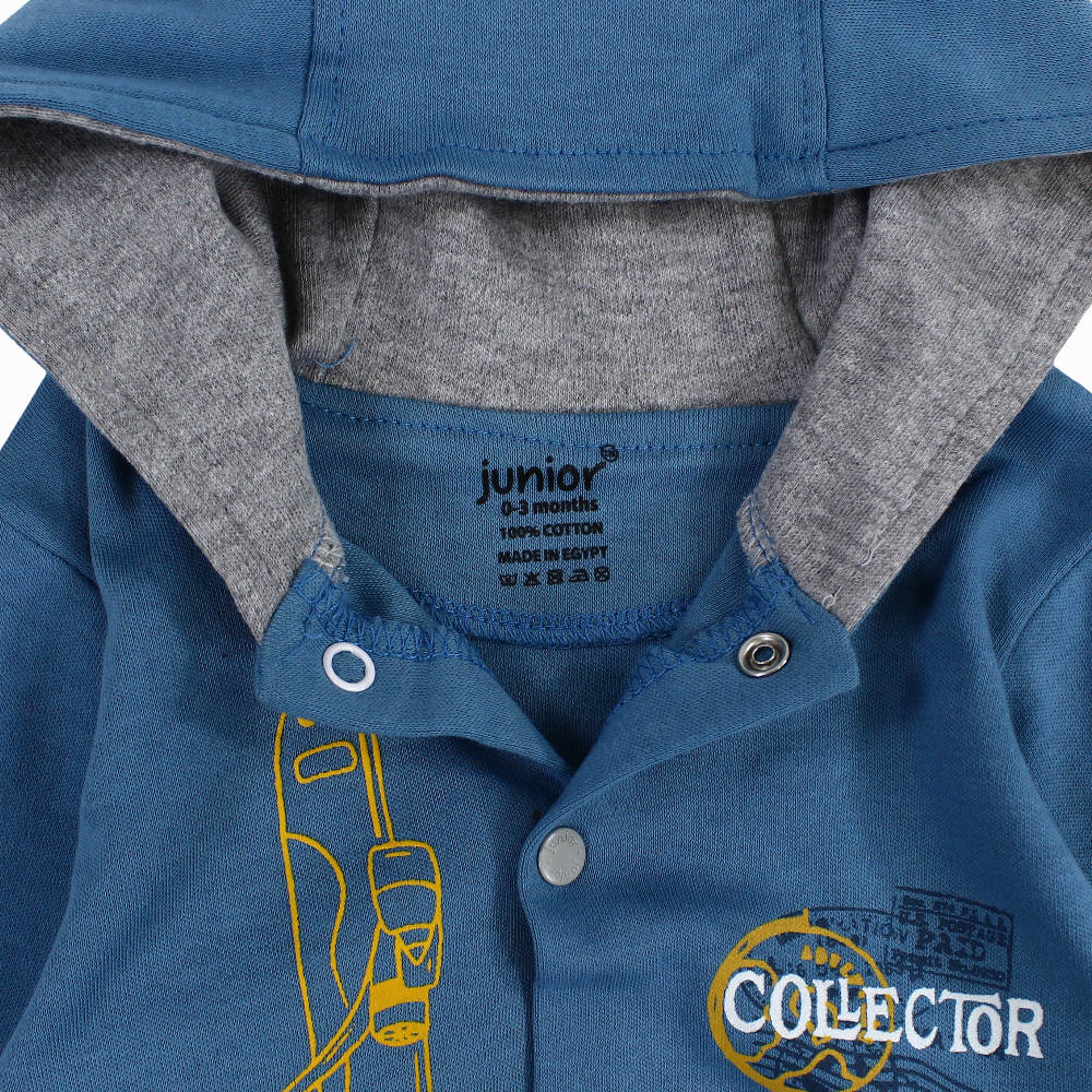 Baby Boys Cotton Footless Onesie - Indigo with “COLLECTOR” Print