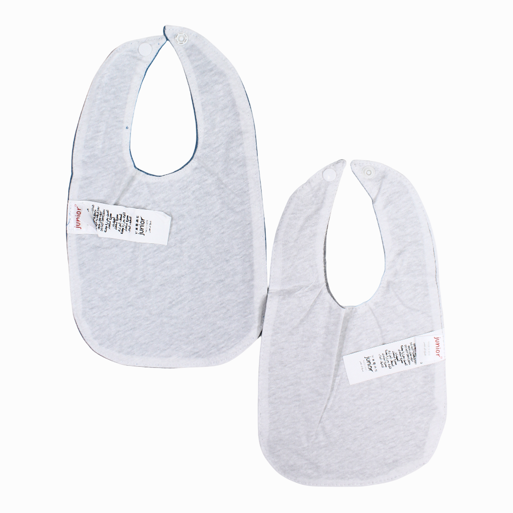 Soft Cotton Baby Bib – Indigo & Grey with “Collector” Print