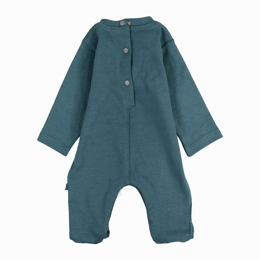 Baby Boys Cotton Baby Footie - Mint with “SMALL TRAVELLER” Print
