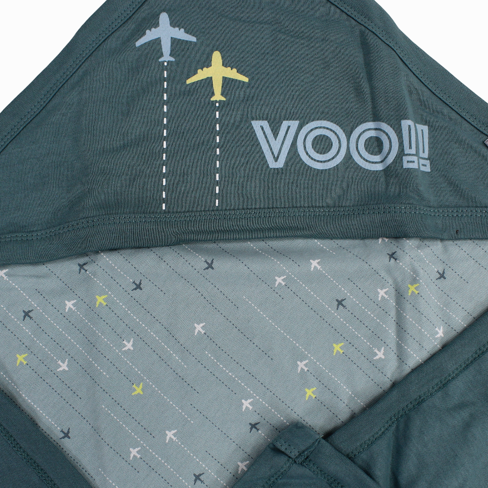 Cotton Baby Boy Blanket  Airplane – Mint With “VOO” Design