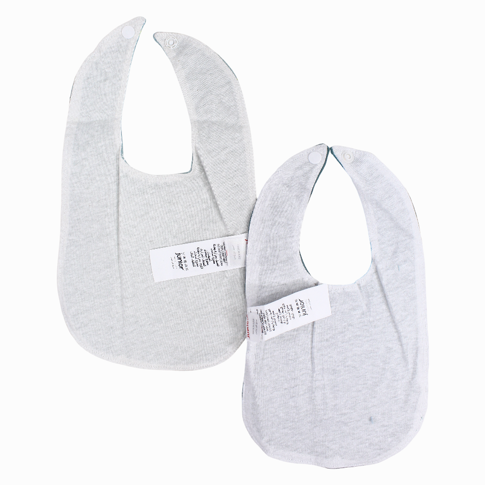 Soft Cotton Baby Bib – Mint with “Small Traveler” & Airplane Print (2Pcs)