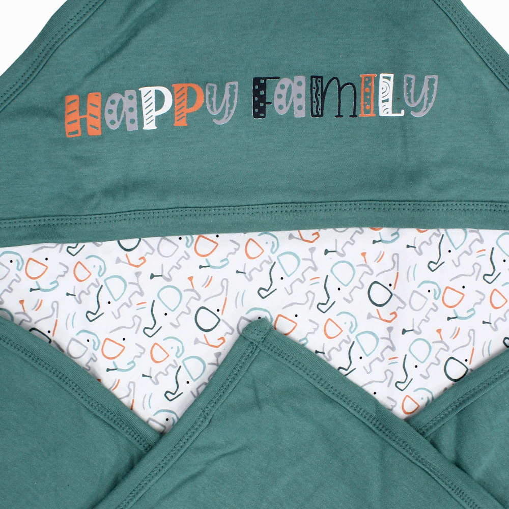 Cotton Baby Boy Blanket – Mint & Off-White with Elephant Design