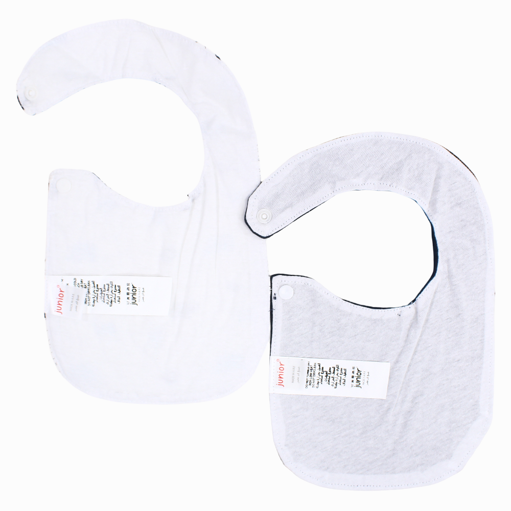Cotton Bib – Navy & Off-White with "Play More" Print (2 Pcs)