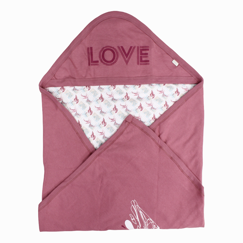 Baby Cotton Blanket – Dusty Pink with Love Birds Design