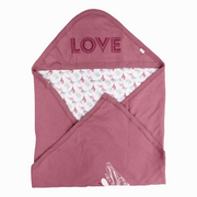 Baby Cotton Blanket – Dusty Pink with Love Birds Design