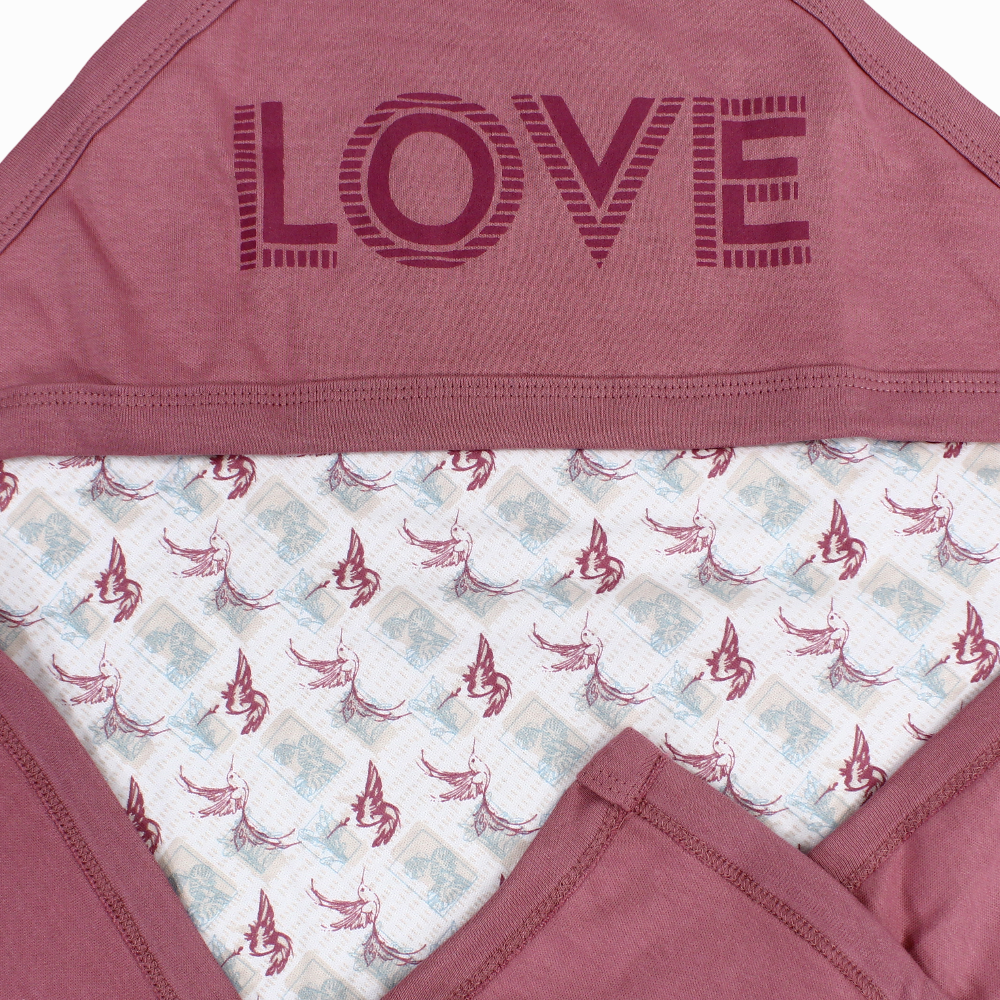 Baby Cotton Blanket – Dusty Pink with Love Birds Design