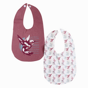 Cotton Bib – Dusty Pink with a Bird Print (2 Pcs)