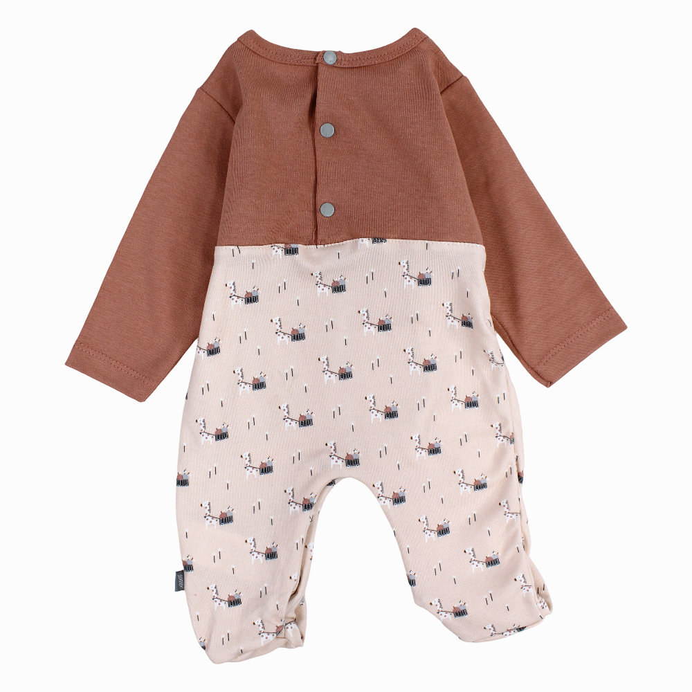 Baby Girls Cotton Baby Footie – Dusty Pink With Hello Print