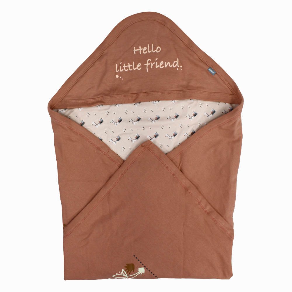 Baby Cotton Blanket – Dusty Pink with "Hello Little Friend" Print