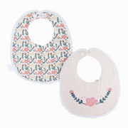 Cotton Bib – Beige with a Floral Print (2Pcs)