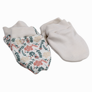 Cotton Baby Girls Hand Mittens Flowers – Beige 2Pcs
