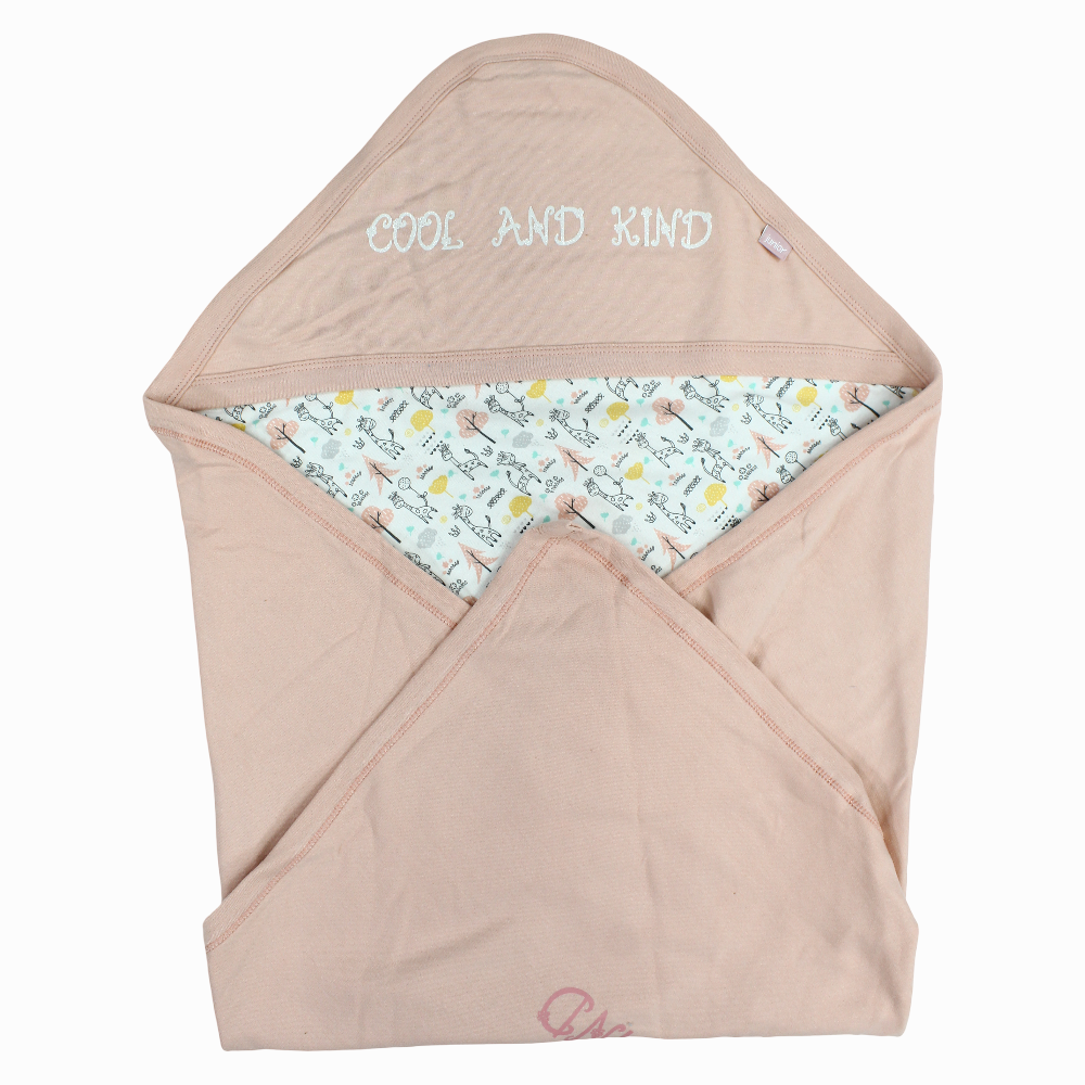 Baby Cotton Blanket – Pink with "Cool and Kind" Print