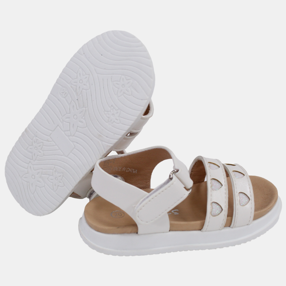 Baby Girls Leather Sandals with Cute Little Hearts