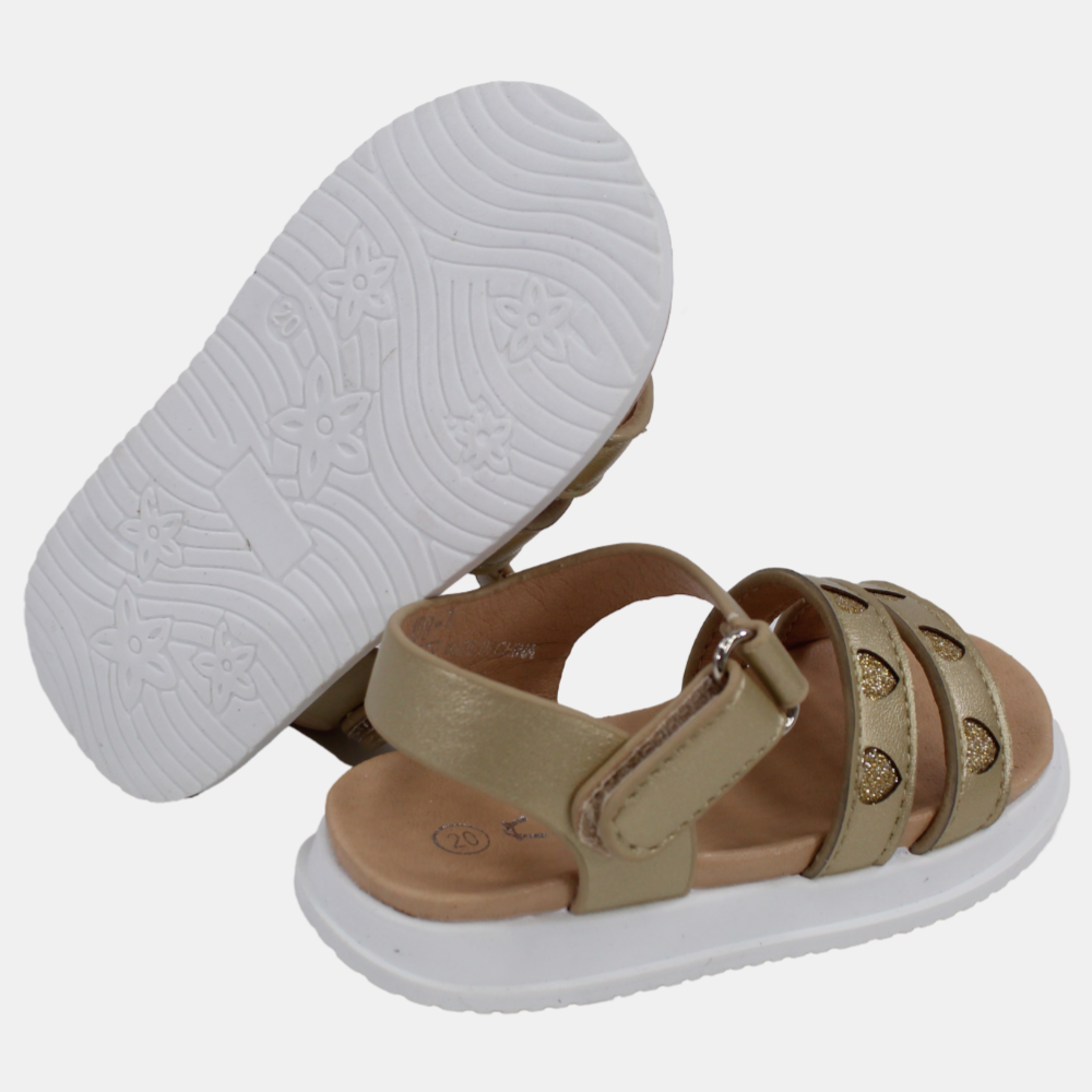 Baby Girls Leather Sandals with Cute Little Hearts