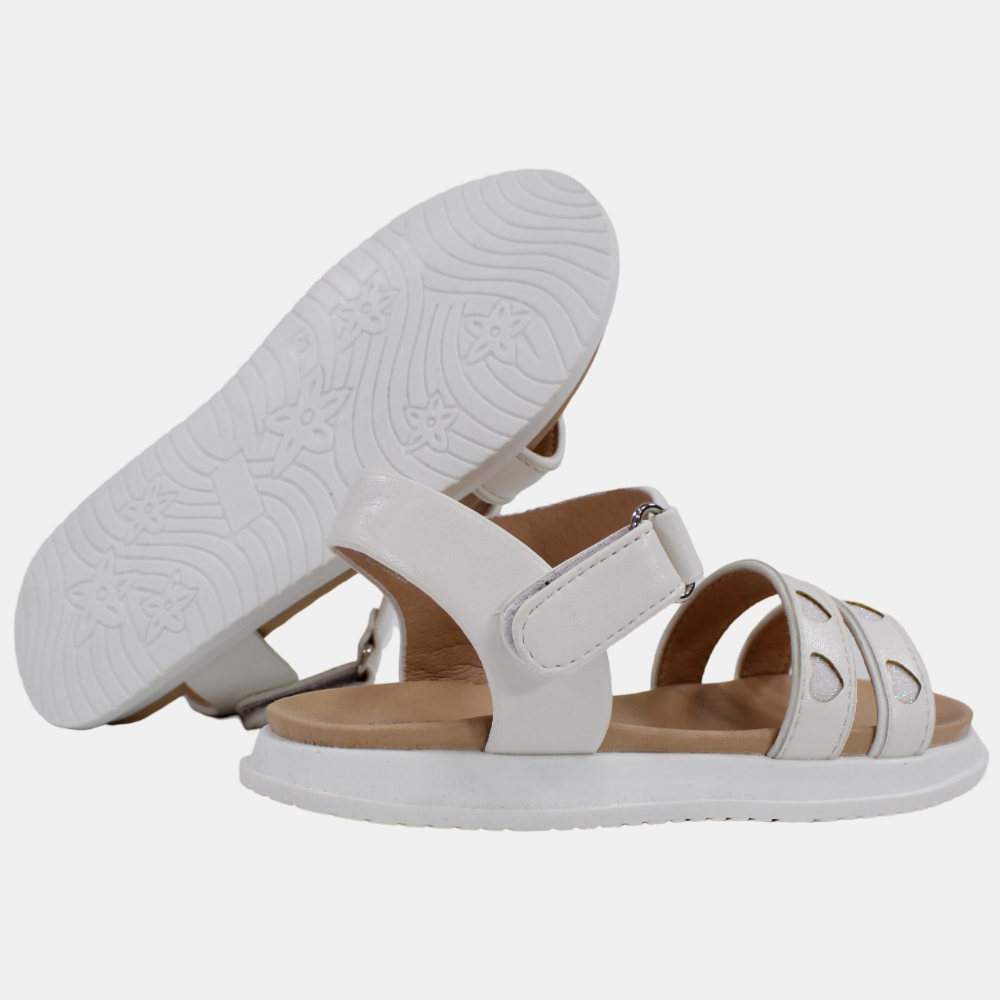 Girls Leather Sandals with Little Hearts