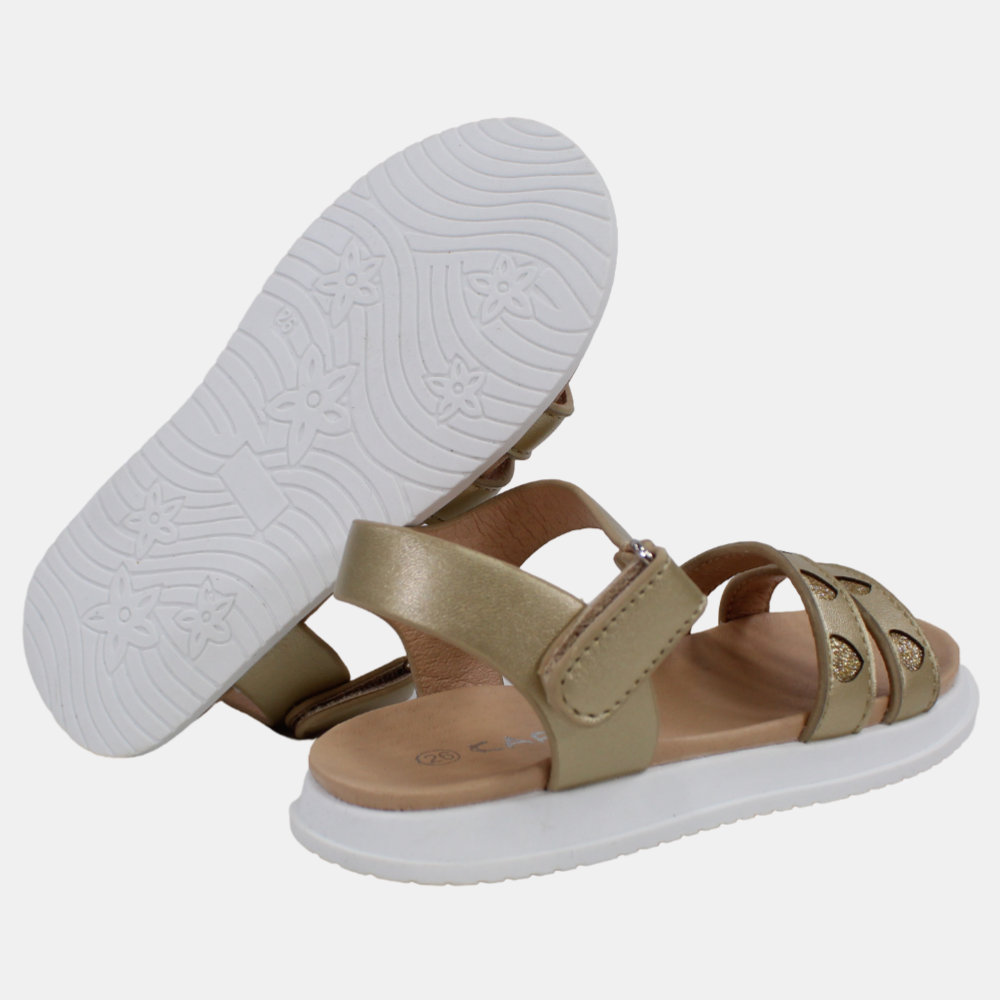 Girls Leather Sandals with Little Hearts
