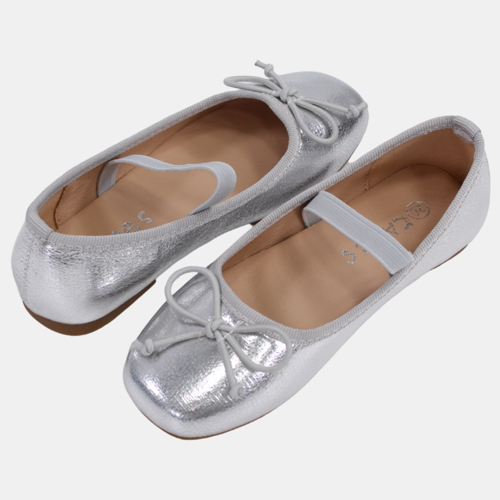 Girls Leather Ballerina Shoes - Shiny Colors