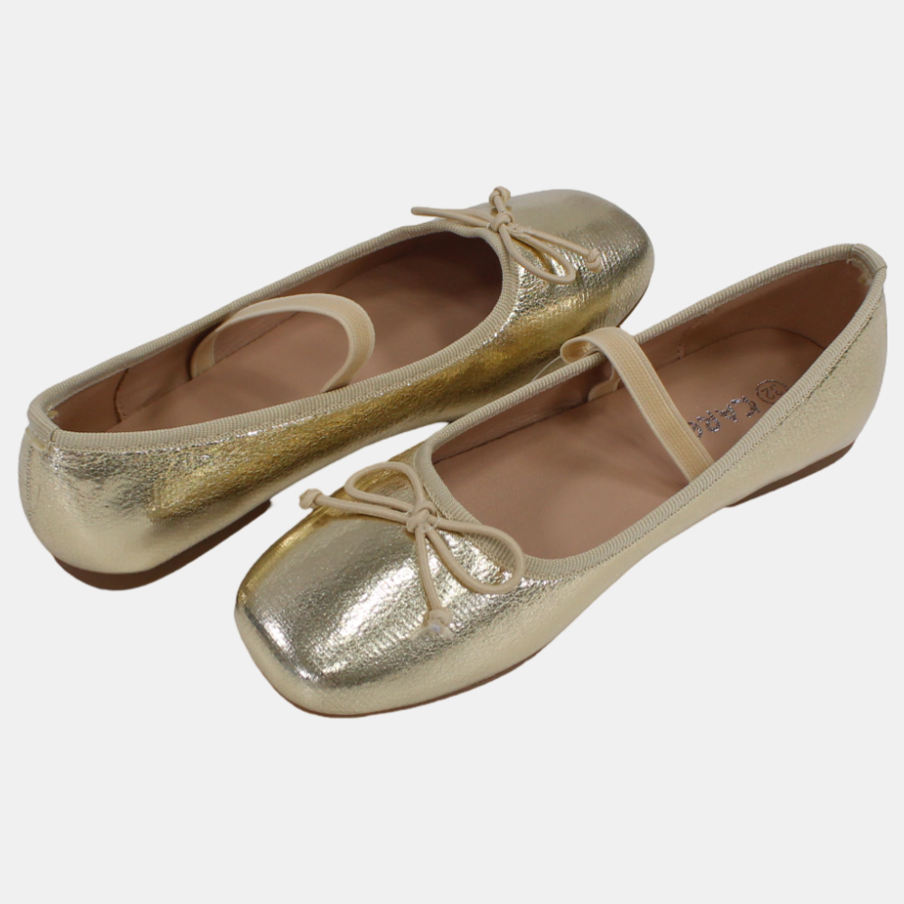 Girls Leather Ballerina Shoes - Shiny Colors