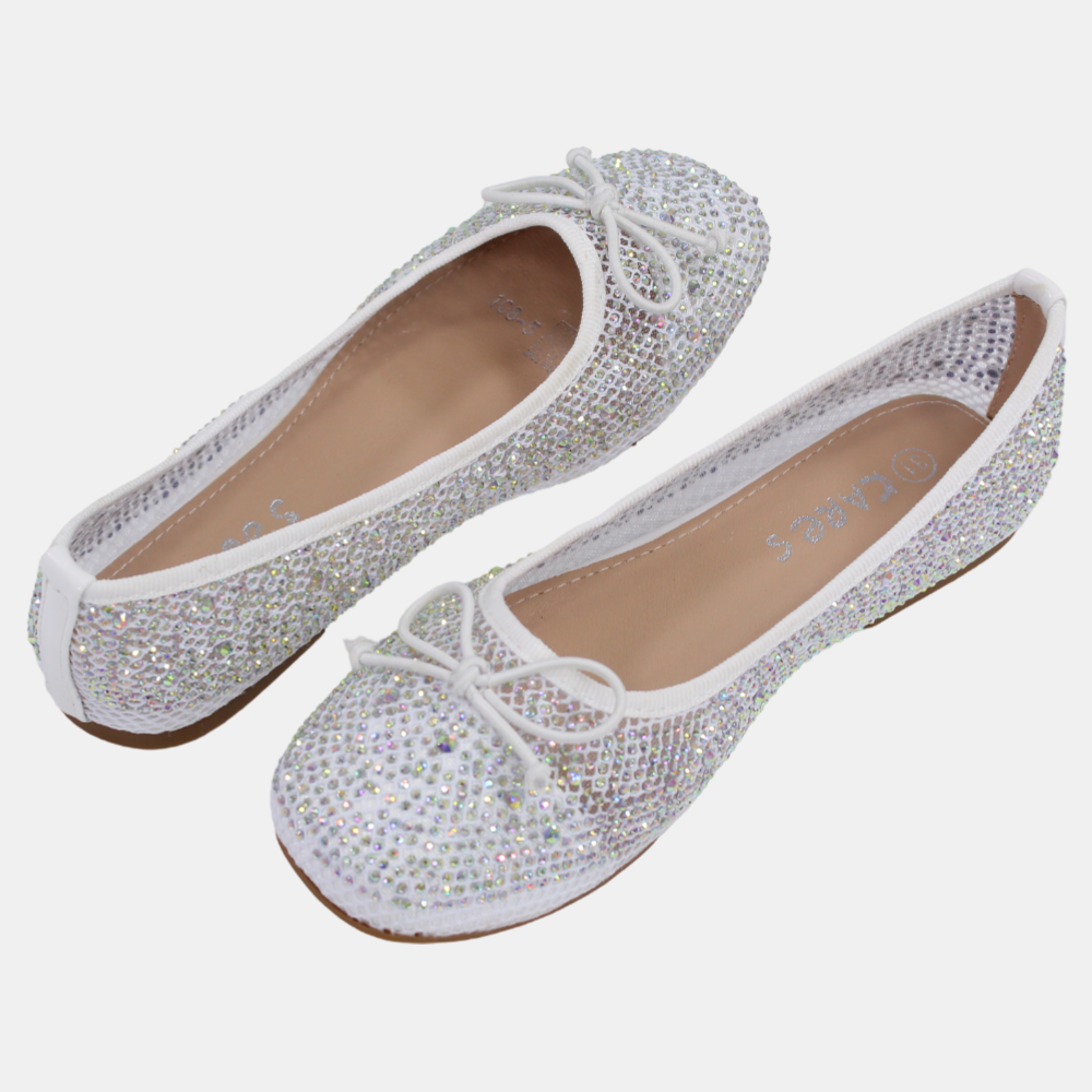 Girls Canvas Ballerina Shoes - Shiny Texture