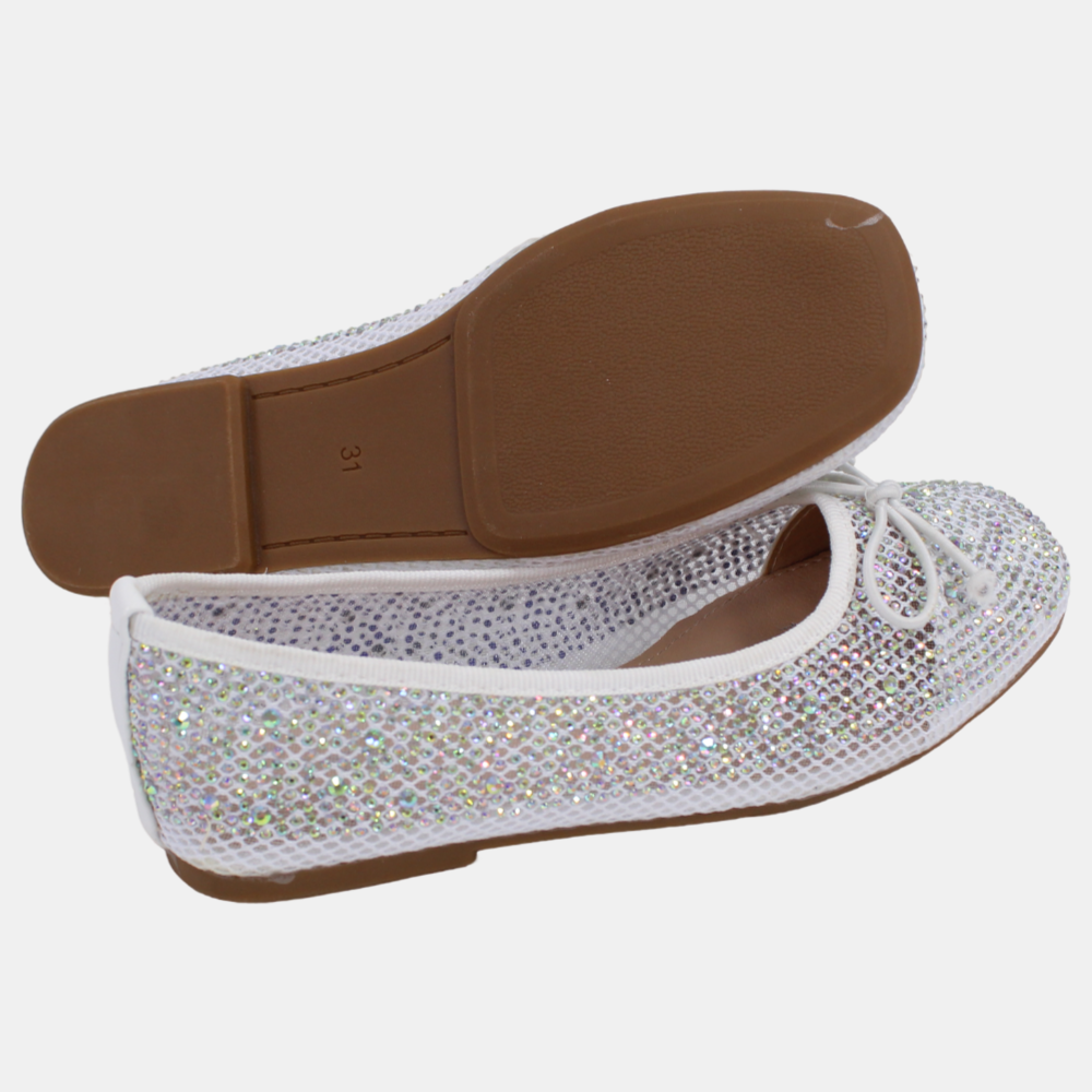 Girls Canvas Ballerina Shoes - Shiny Texture