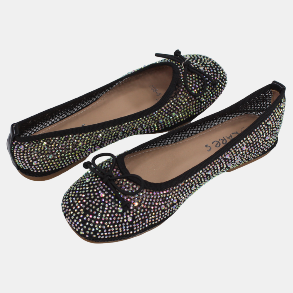 Girls Canvas Ballerina Shoes - Shiny Texture