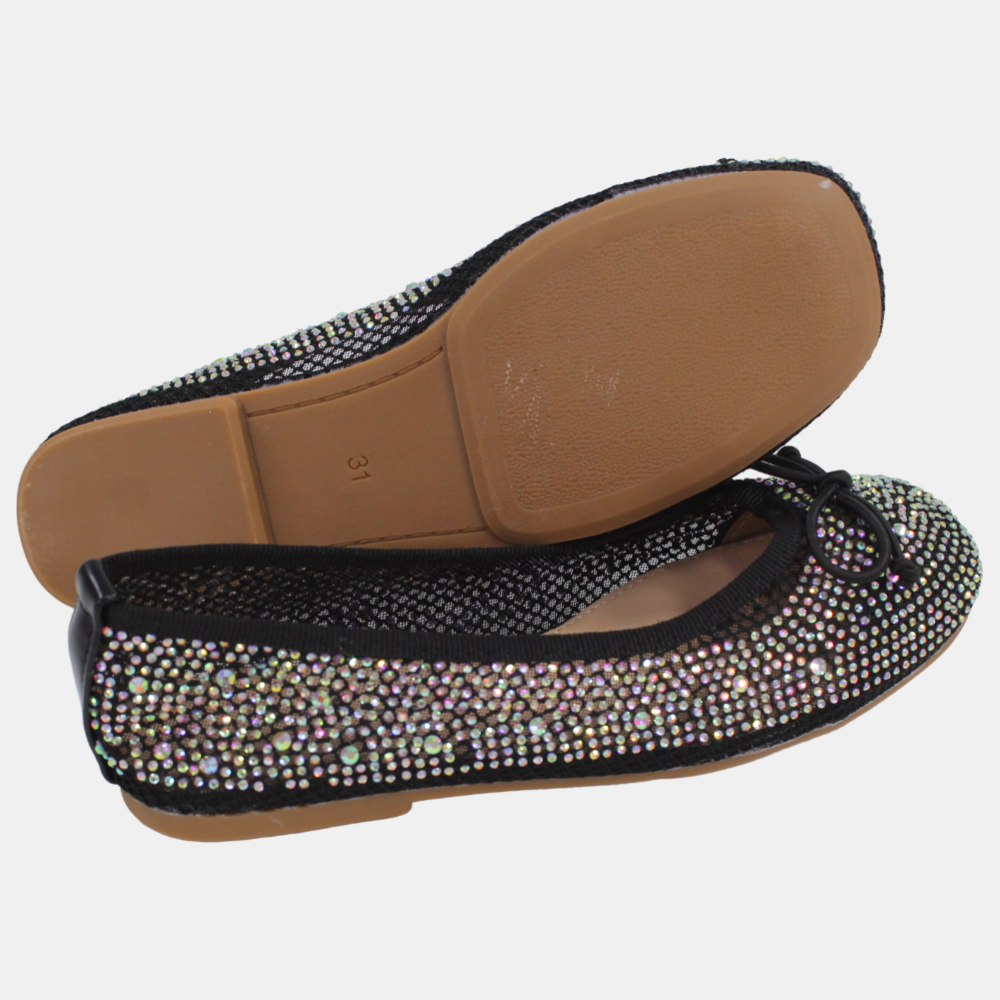 Girls Canvas Ballerina Shoes - Shiny Texture