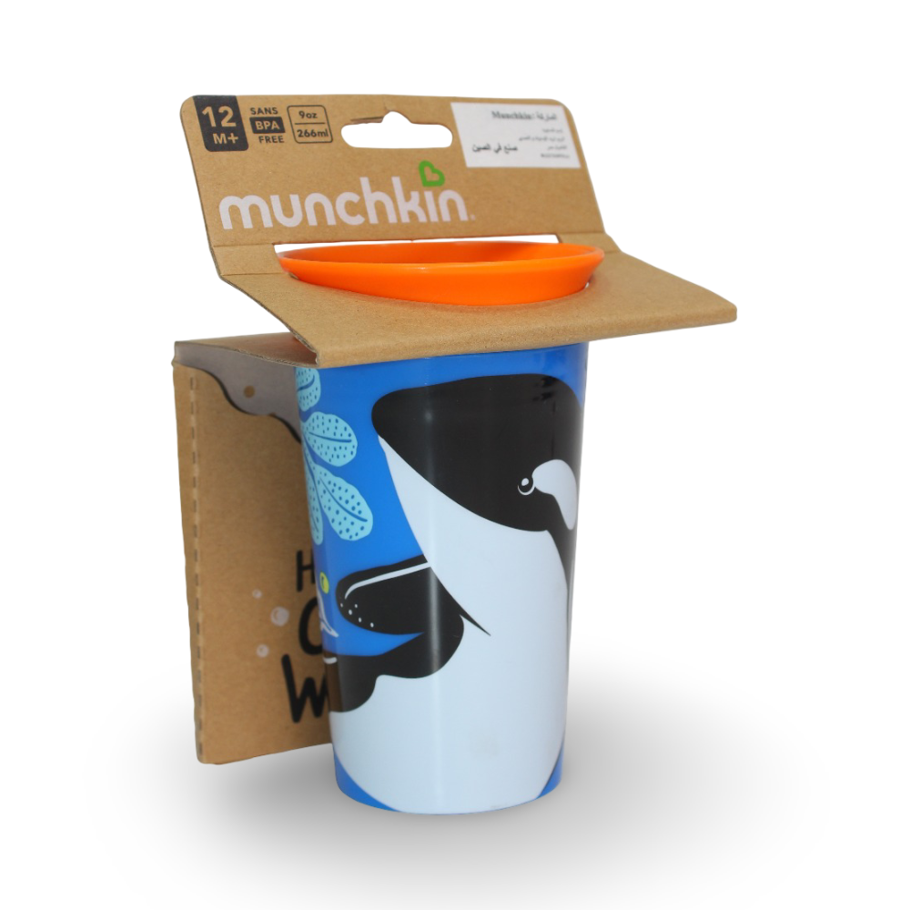 Munchkin Miracle 360° Wild Love Sippy Cup 266ml – Blue Whale (Orca)