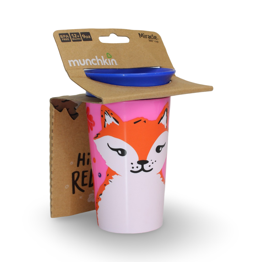 Munchkin Miracle 360° Wild Love Sippy Cup 266ml – Pink Fox - Baby Essentials