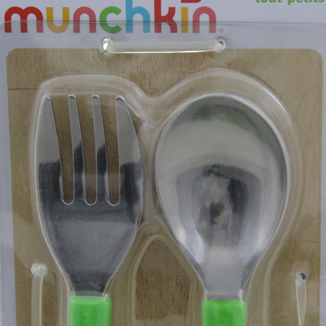 Munchkin Toddler Fork and Spoon Set +12m – Green