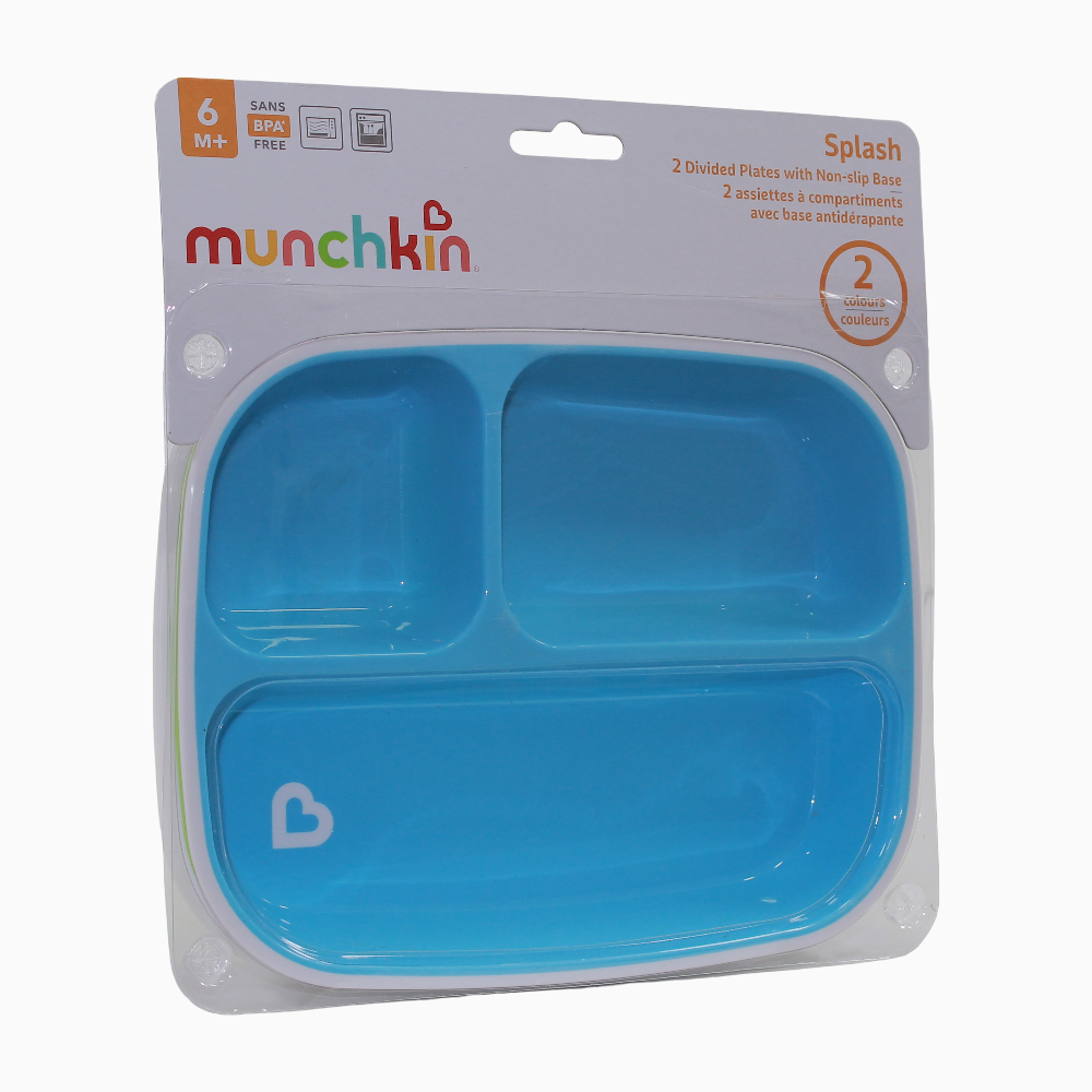 Munchkin Splash™ Toddler Divided Plates, Pack of 2 - Blue - 6 months+