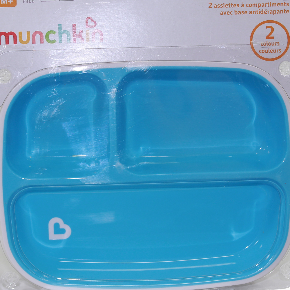 Munchkin Splash™ Toddler Divided Plates, Pack of 2 - Blue - 6 months+